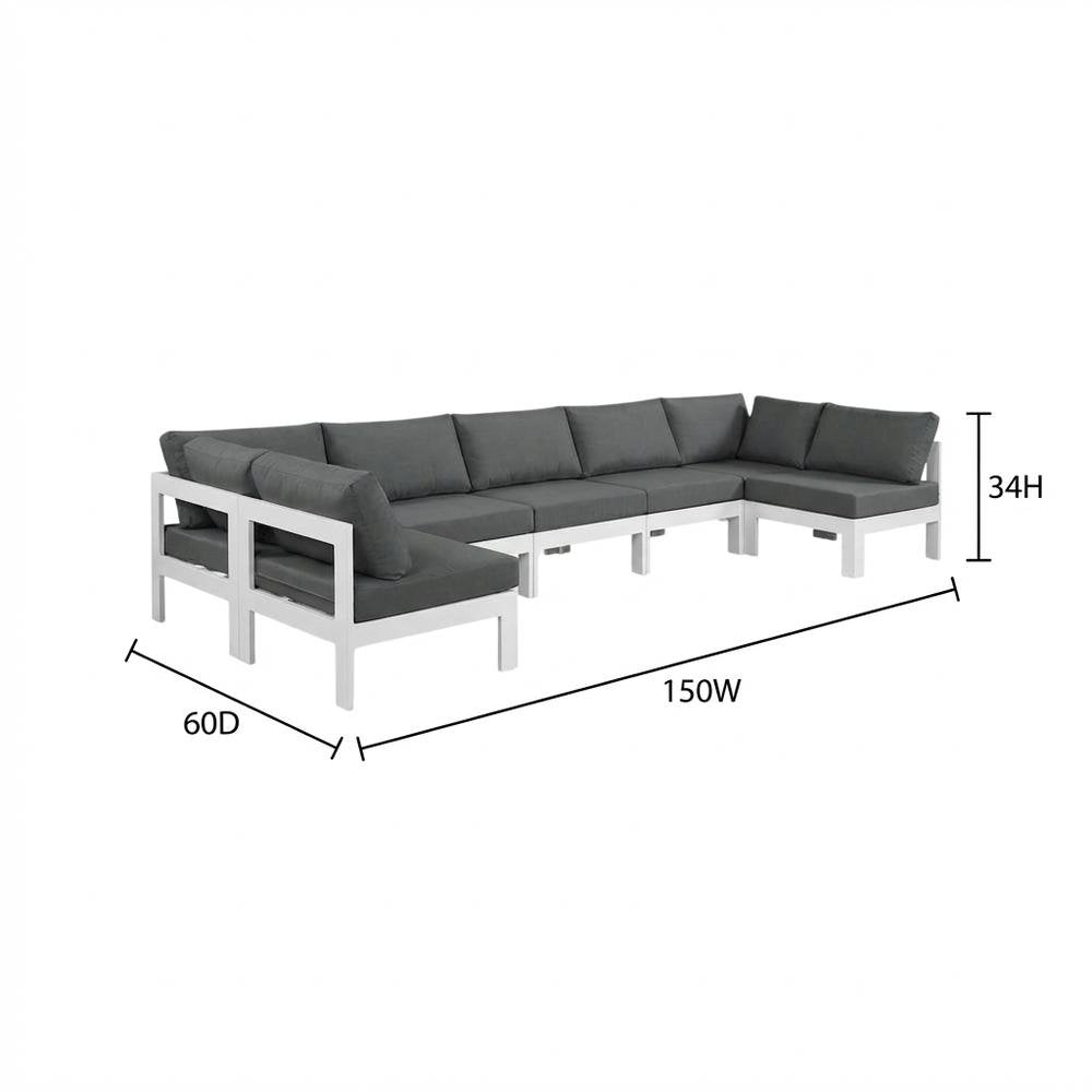 Gray Fabric Outdoor Patio Modular Sectional With Contemporary Style