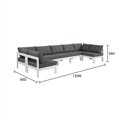 Gray Fabric Outdoor Patio Modular Sectional With Contemporary Style