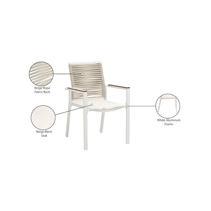 Maldives Beige Rope Fabric Outdoor Patio Dining Arm Chair, Set of 2