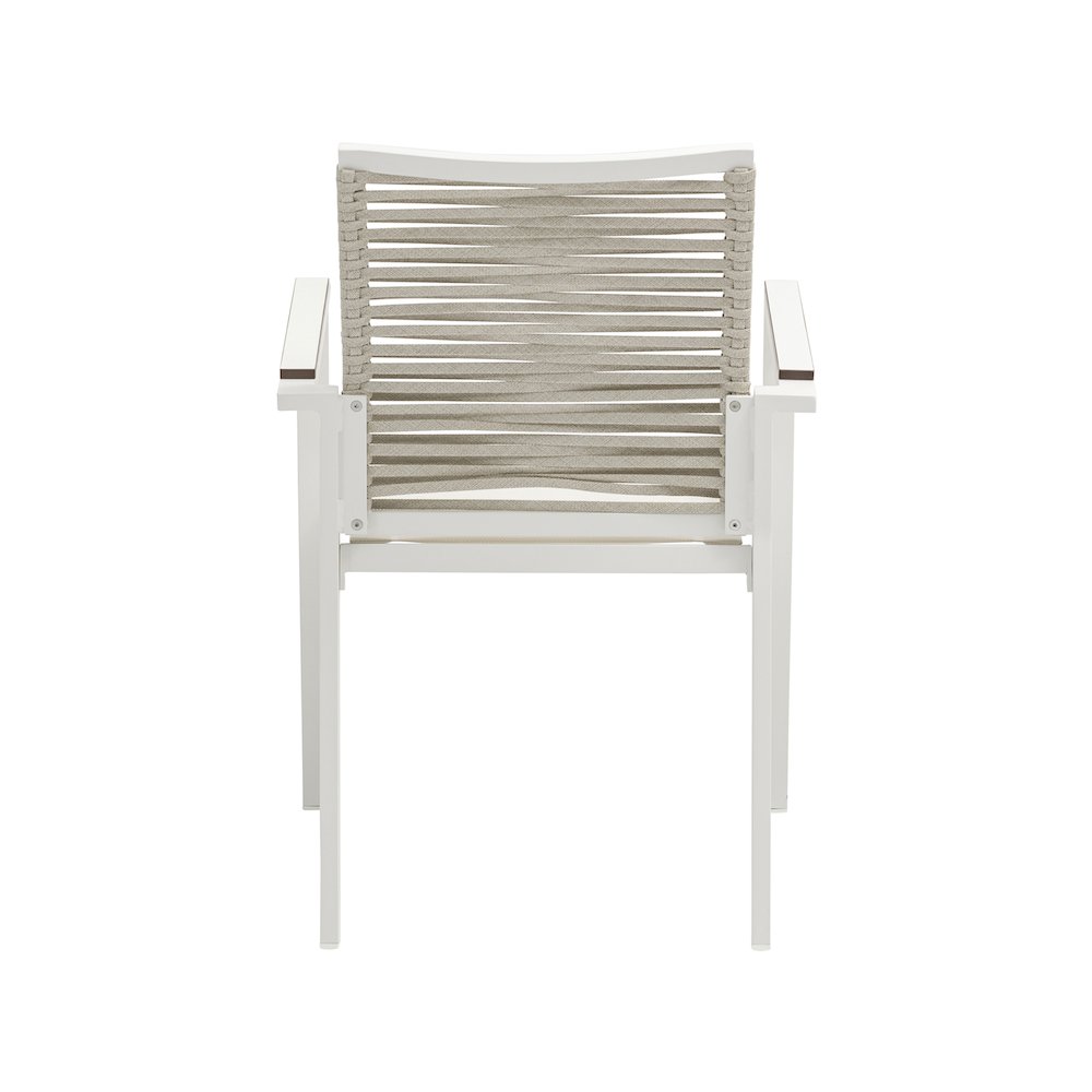 Maldives Beige Rope Fabric Outdoor Patio Dining Arm Chair, Set of 2