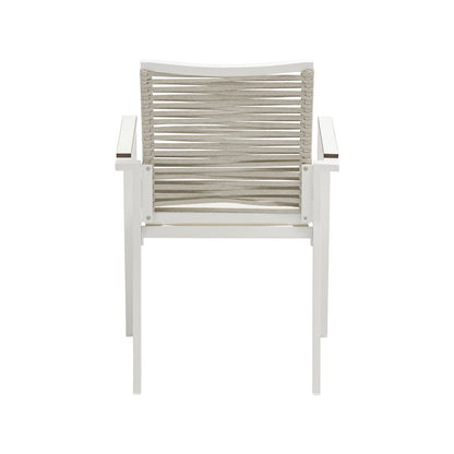 Maldives Beige Rope Fabric Outdoor Patio Dining Arm Chair, Set of 2