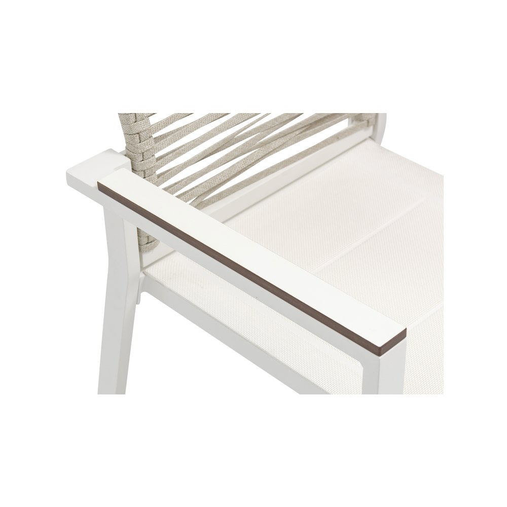 Maldives Beige Rope Fabric Outdoor Patio Dining Arm Chair, Set of 2