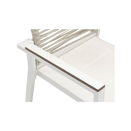Maldives Beige Rope Fabric Outdoor Patio Dining Arm Chair, Set of 2