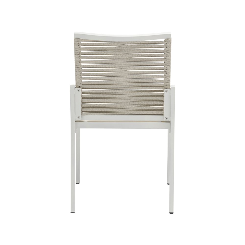 Maldives Beige Rope Fabric Outdoor Patio Dining Side Chair, Set of 2