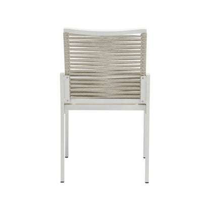 Maldives Beige Rope Fabric Outdoor Patio Dining Side Chair, Set of 2