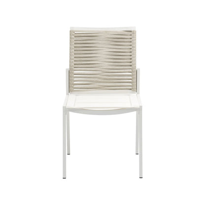 Maldives Beige Rope Fabric Outdoor Patio Dining Side Chair, Set of 2