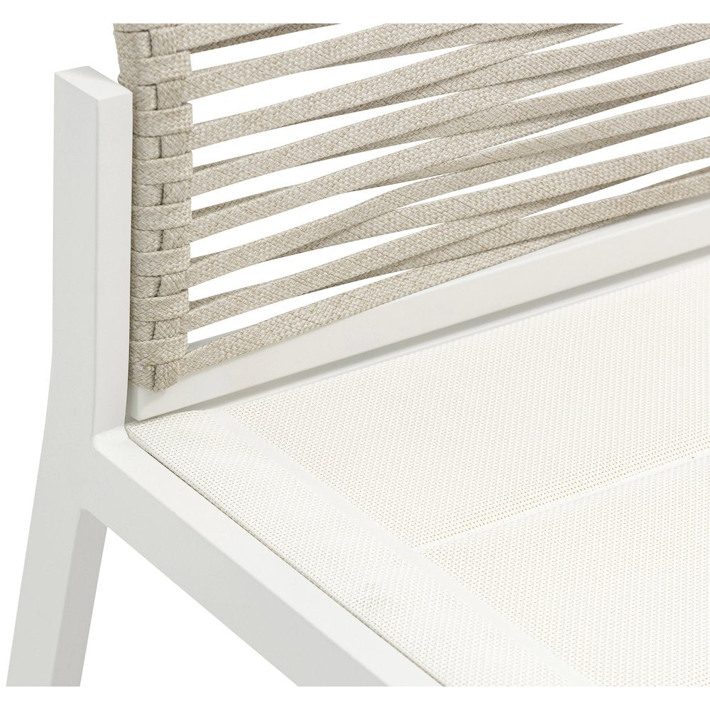 Maldives Beige Rope Fabric Outdoor Patio Dining Side Chair, Set of 2
