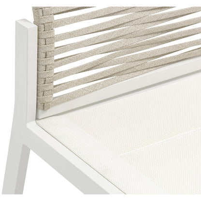 Maldives Beige Rope Fabric Outdoor Patio Dining Side Chair, Set of 2