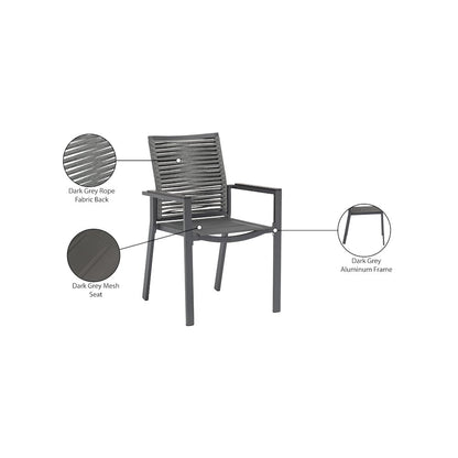 Maldives Grey Rope Fabric Outdoor Patio Dining Arm Chair, Set of 2