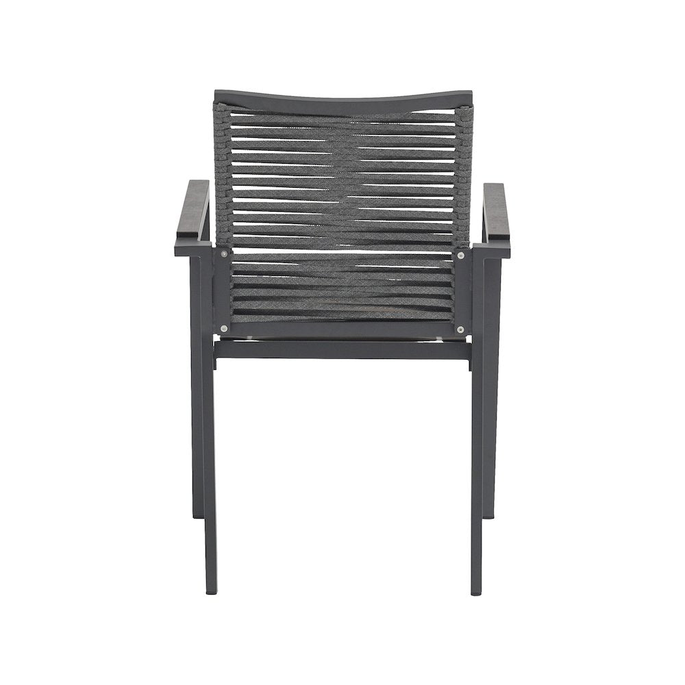 Maldives Grey Rope Fabric Outdoor Patio Dining Arm Chair, Set of 2