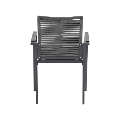 Maldives Grey Rope Fabric Outdoor Patio Dining Arm Chair, Set of 2