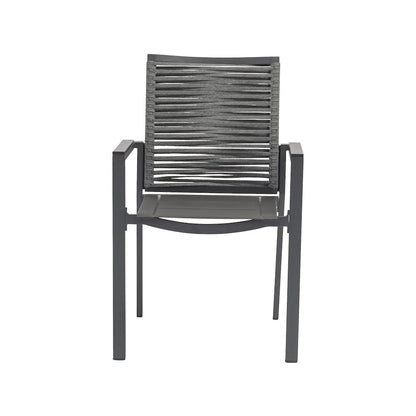 Maldives Grey Rope Fabric Outdoor Patio Dining Arm Chair, Set of 2