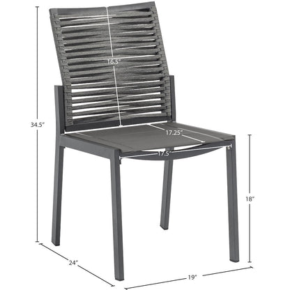 Maldives Grey Rope Fabric Outdoor Patio Dining Side Chair, Set of 2