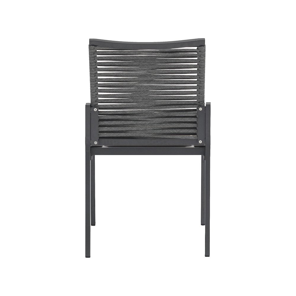 Maldives Grey Rope Fabric Outdoor Patio Dining Side Chair, Set of 2