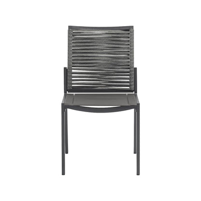 Maldives Grey Rope Fabric Outdoor Patio Dining Side Chair, Set of 2