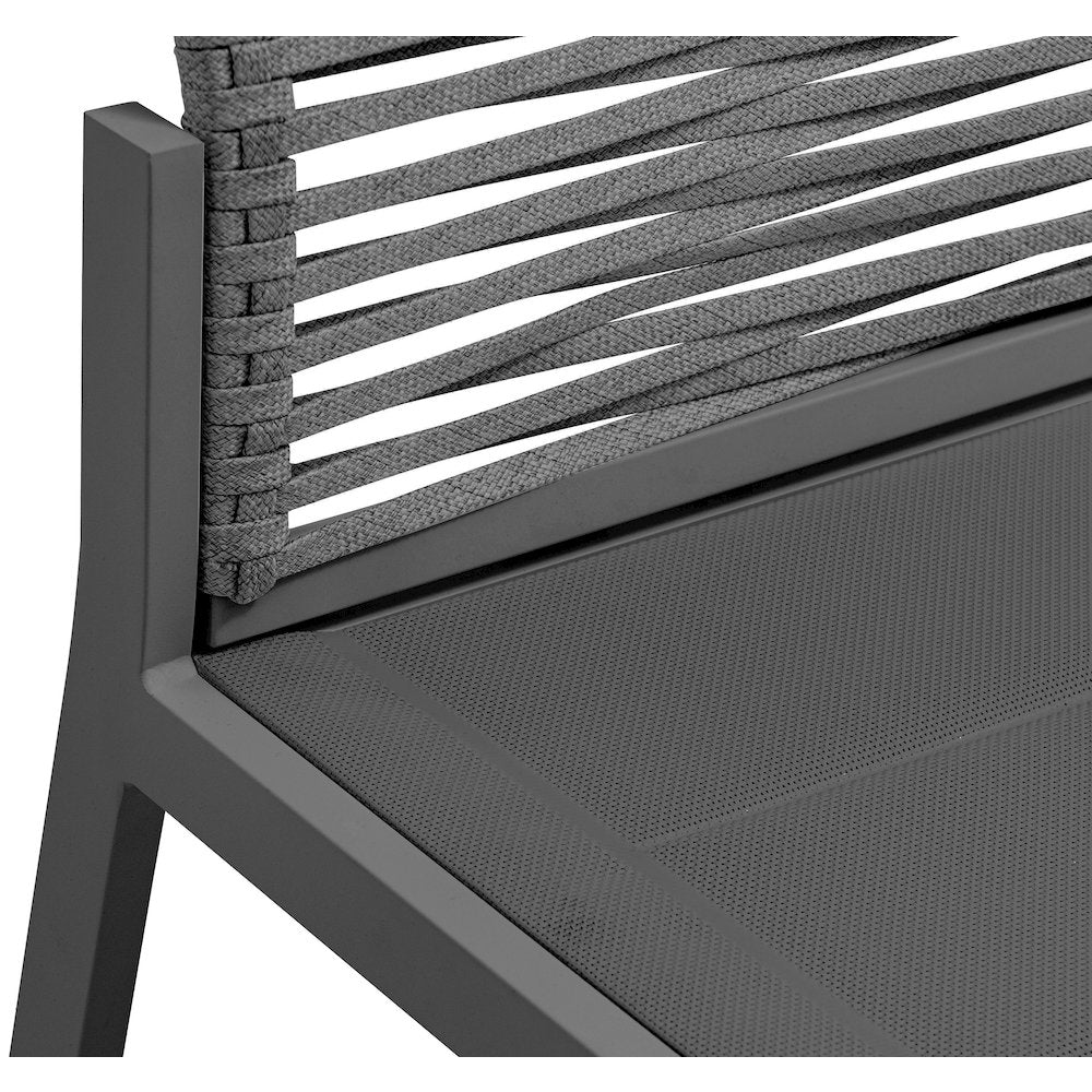 Maldives Grey Rope Fabric Outdoor Patio Dining Side Chair, Set of 2