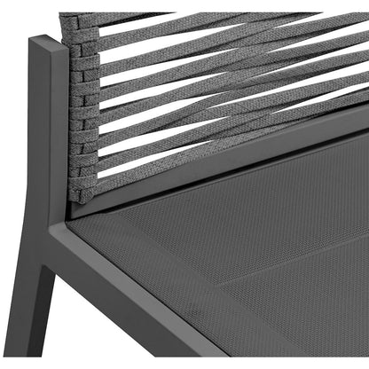Maldives Grey Rope Fabric Outdoor Patio Dining Side Chair, Set of 2