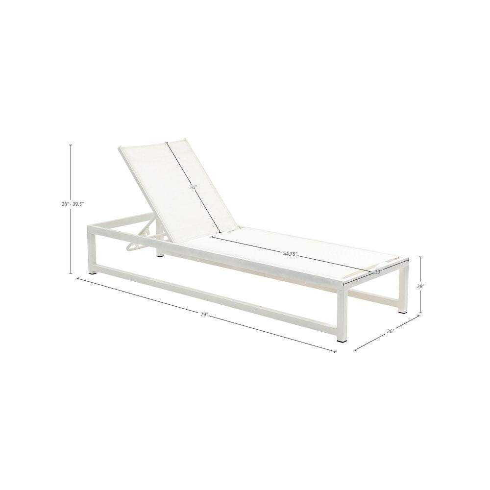 Maldives Cream Mesh Water Resistant Fabric Outdoor Patio Sun Chaise Lounge Chair