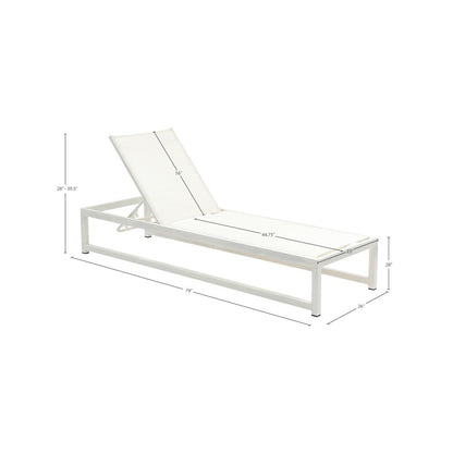 Maldives Cream Mesh Water Resistant Fabric Outdoor Patio Sun Chaise Lounge Chair