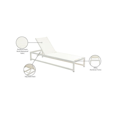 Maldives Cream Mesh Water Resistant Fabric Outdoor Patio Sun Chaise Lounge Chair