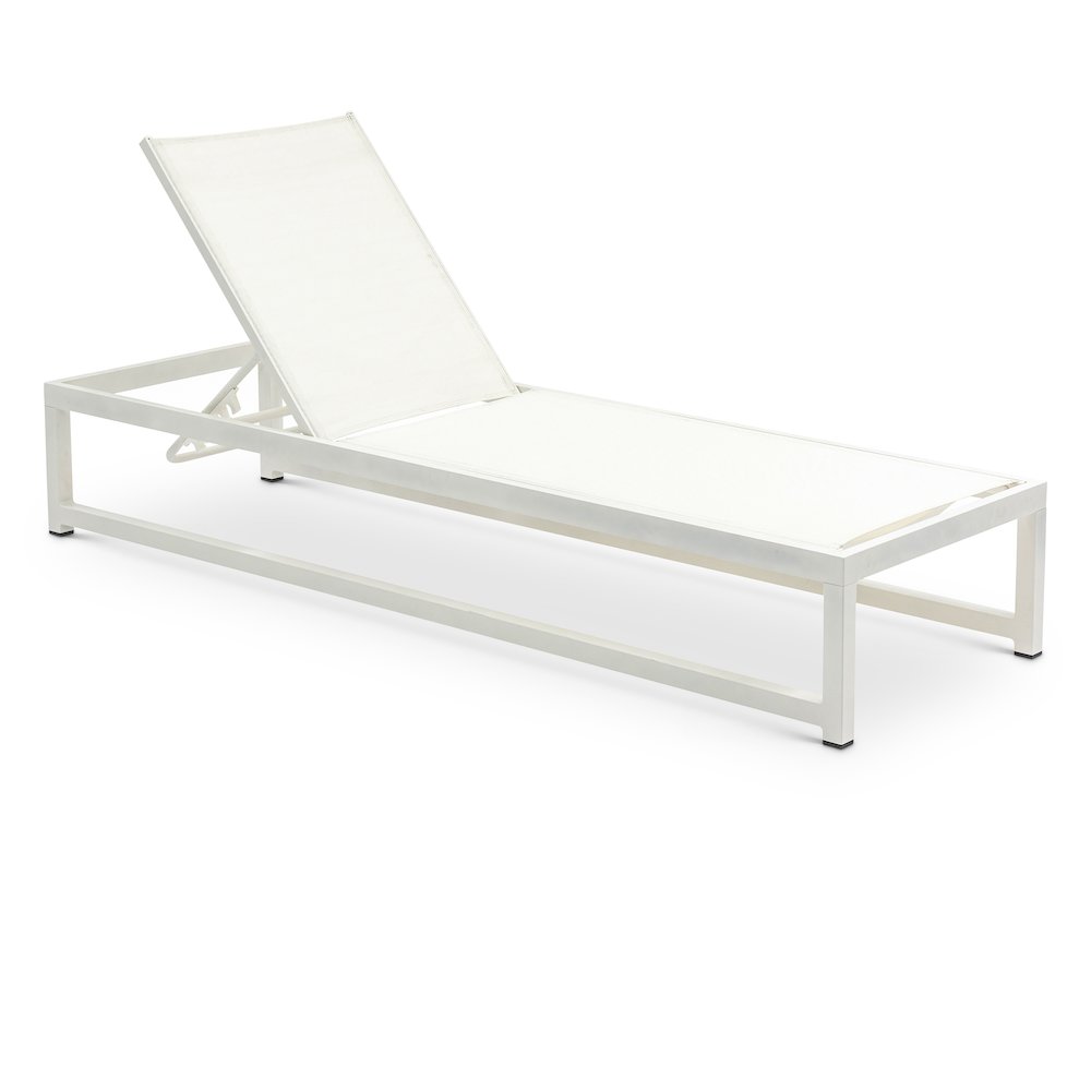 Maldives Cream Mesh Water Resistant Fabric Outdoor Patio Sun Chaise Lounge Chair