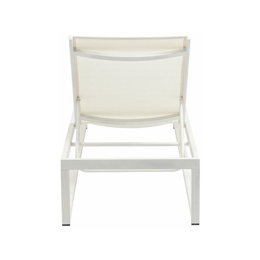 Maldives Cream Mesh Water Resistant Fabric Outdoor Patio Sun Chaise Lounge Chair