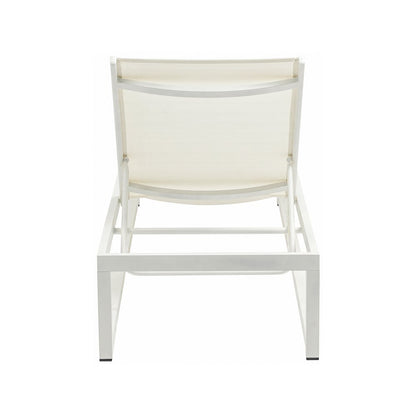 Maldives Cream Mesh Water Resistant Fabric Outdoor Patio Sun Chaise Lounge Chair