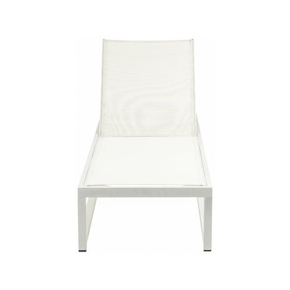 Maldives Cream Mesh Water Resistant Fabric Outdoor Patio Sun Chaise Lounge Chair