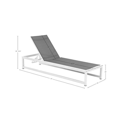 Maldives Grey Mesh Water Resistant Fabric Outdoor Patio Sun Chaise Lounge Chair