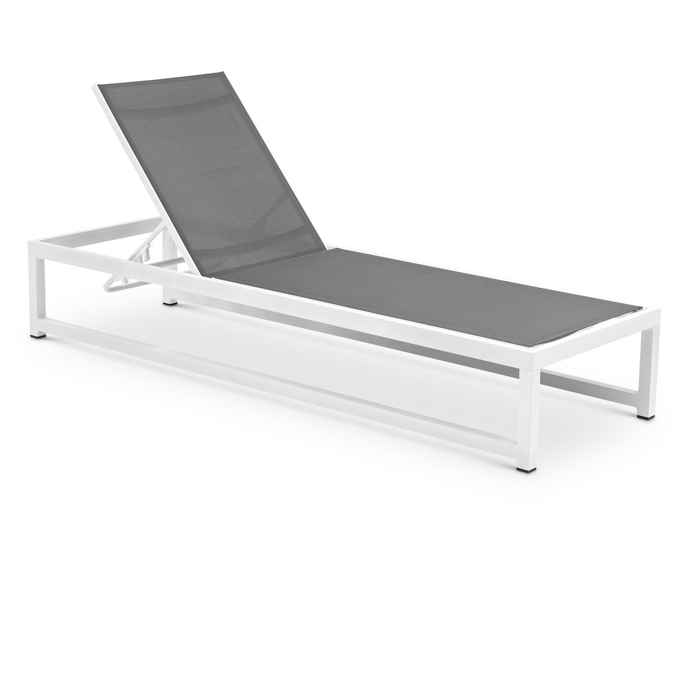 Maldives Grey Mesh Water Resistant Fabric Outdoor Patio Sun Chaise Lounge Chair