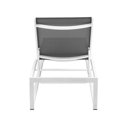 Maldives Grey Mesh Water Resistant Fabric Outdoor Patio Sun Chaise Lounge Chair