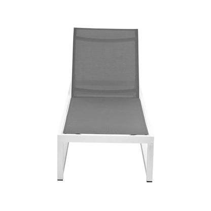 Maldives Grey Mesh Water Resistant Fabric Outdoor Patio Sun Chaise Lounge Chair