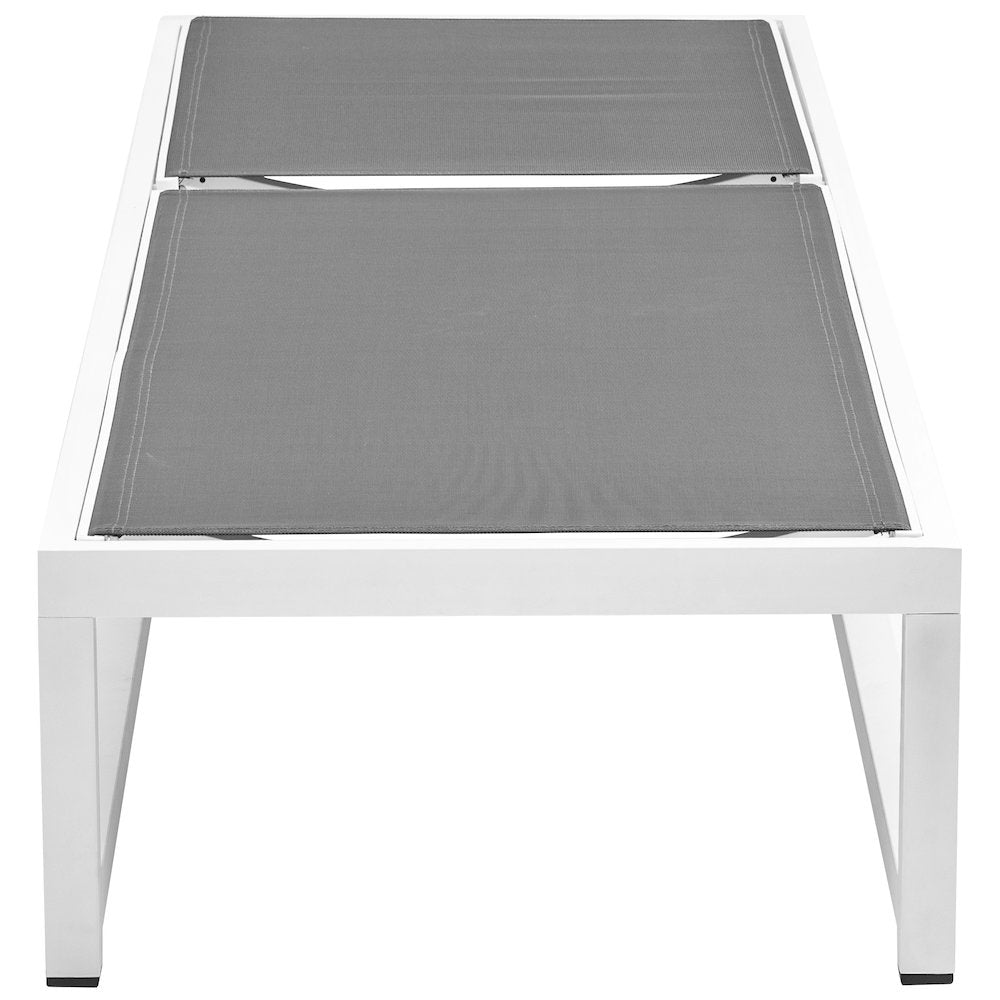 Maldives Grey Mesh Water Resistant Fabric Outdoor Patio Sun Chaise Lounge Chair