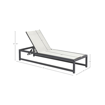 Maldives Cream Mesh Water Resistant Fabric Outdoor Patio Sun Chaise Lounge Chair