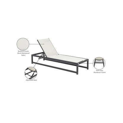 Maldives Cream Mesh Water Resistant Fabric Outdoor Patio Sun Chaise Lounge Chair