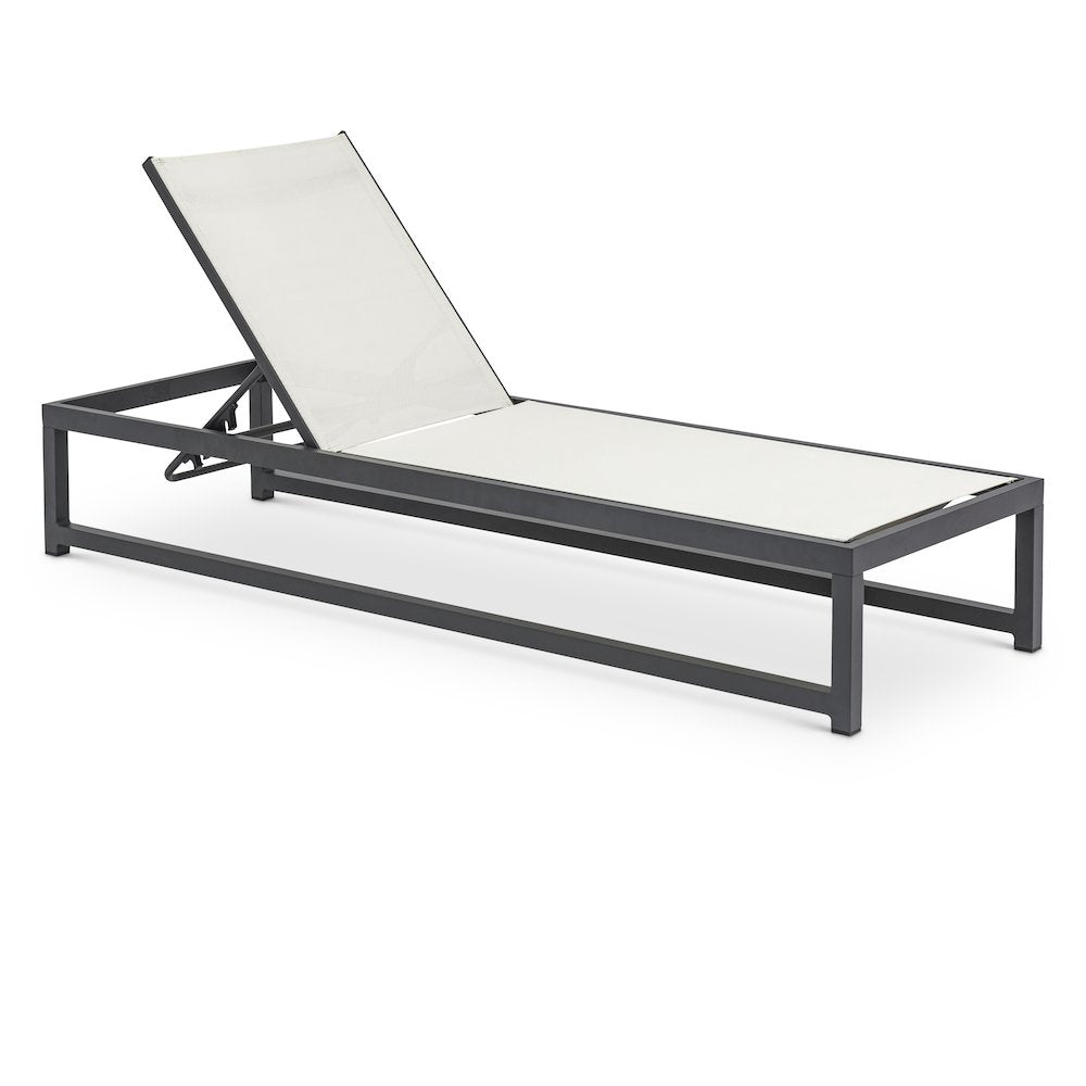 Maldives Cream Mesh Water Resistant Fabric Outdoor Patio Sun Chaise Lounge Chair