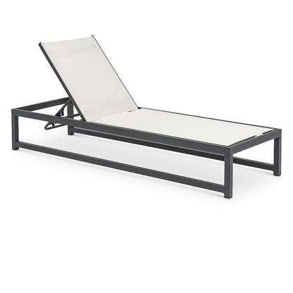 Maldives Cream Mesh Water Resistant Fabric Outdoor Patio Sun Chaise Lounge Chair
