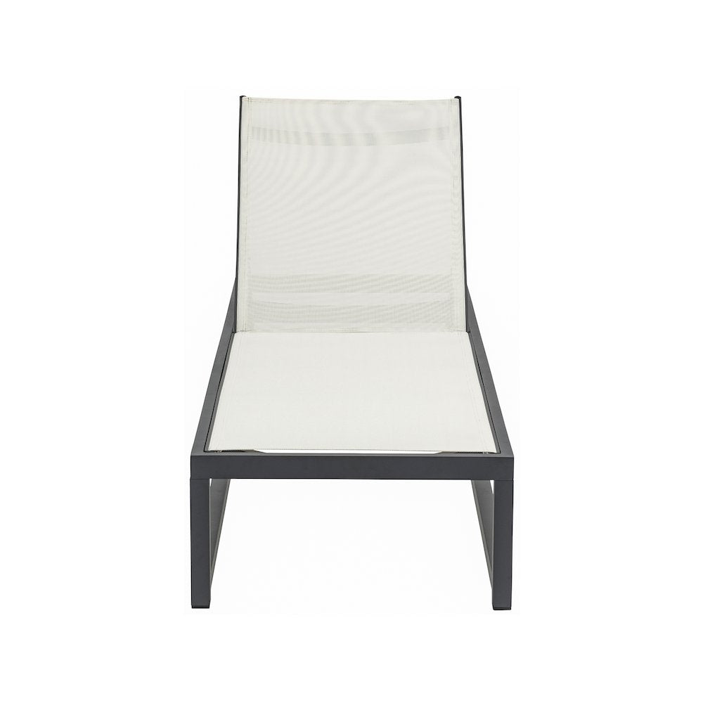 Maldives Cream Mesh Water Resistant Fabric Outdoor Patio Sun Chaise Lounge Chair