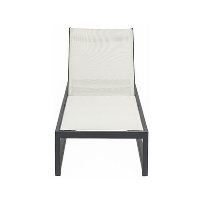 Maldives Cream Mesh Water Resistant Fabric Outdoor Patio Sun Chaise Lounge Chair
