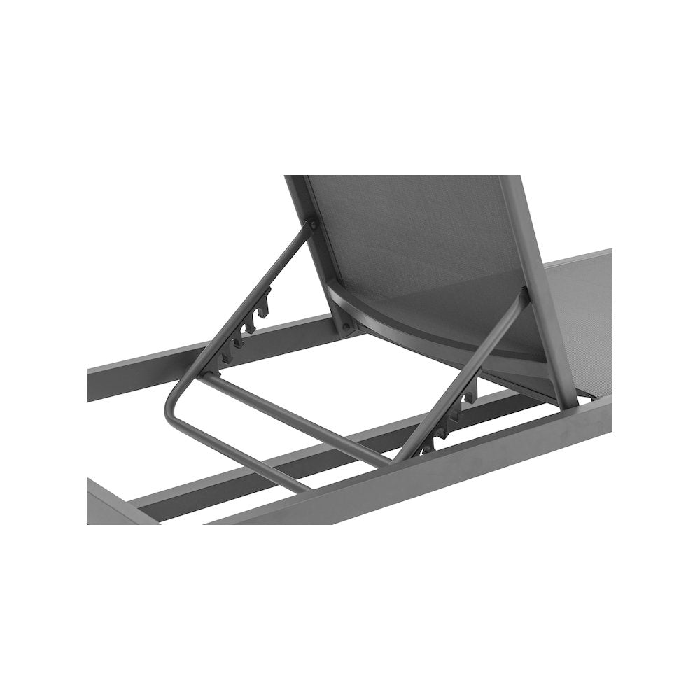 Maldives Grey Mesh Water Resistant Fabric Outdoor Patio Sun Chaise Lounge Chair