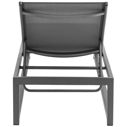 Maldives Grey Mesh Water Resistant Fabric Outdoor Patio Sun Chaise Lounge Chair