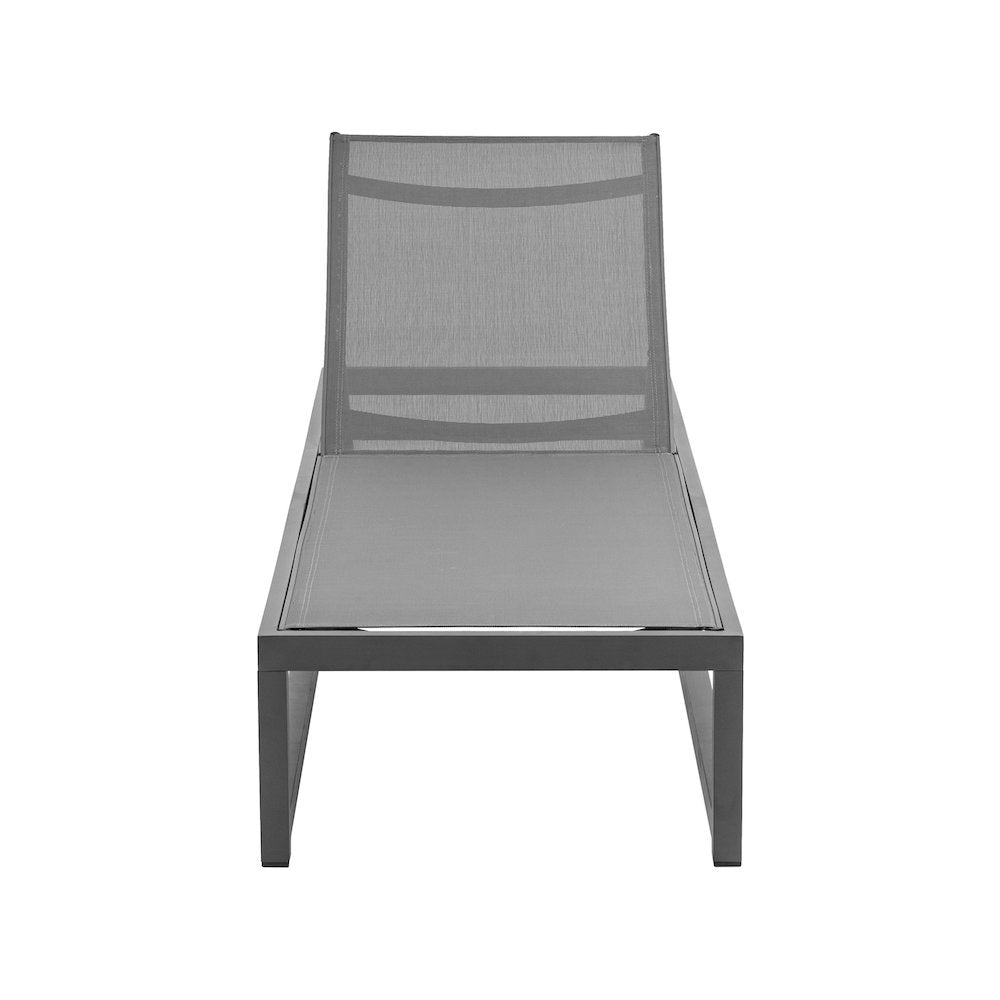 Maldives Grey Mesh Water Resistant Fabric Outdoor Patio Sun Chaise Lounge Chair