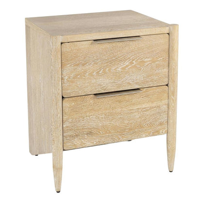 White Oak Nightstand with Brushed Oak Finish and Mid Century Style