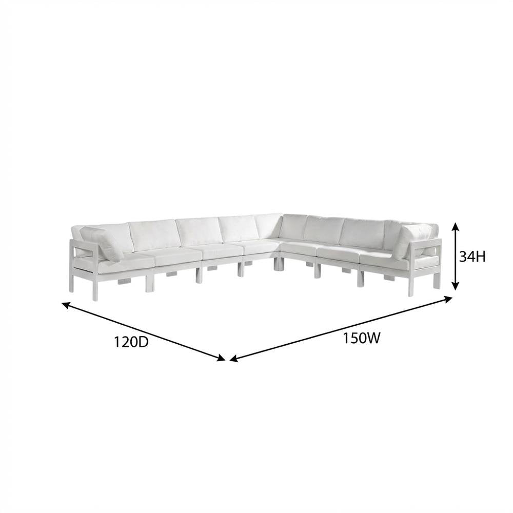 White Fabric Outdoor Patio Modular Sectional With Contemporary Style