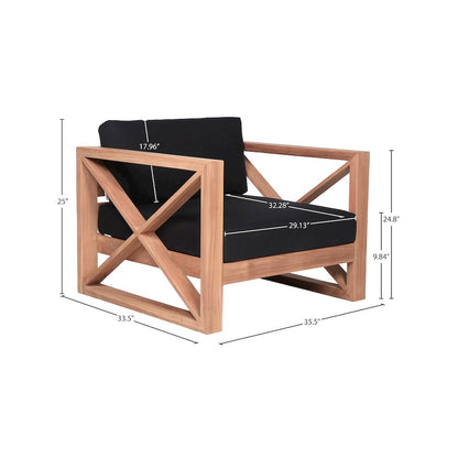 Anguilla Black Water Resistant Fabric Outdoor Chair