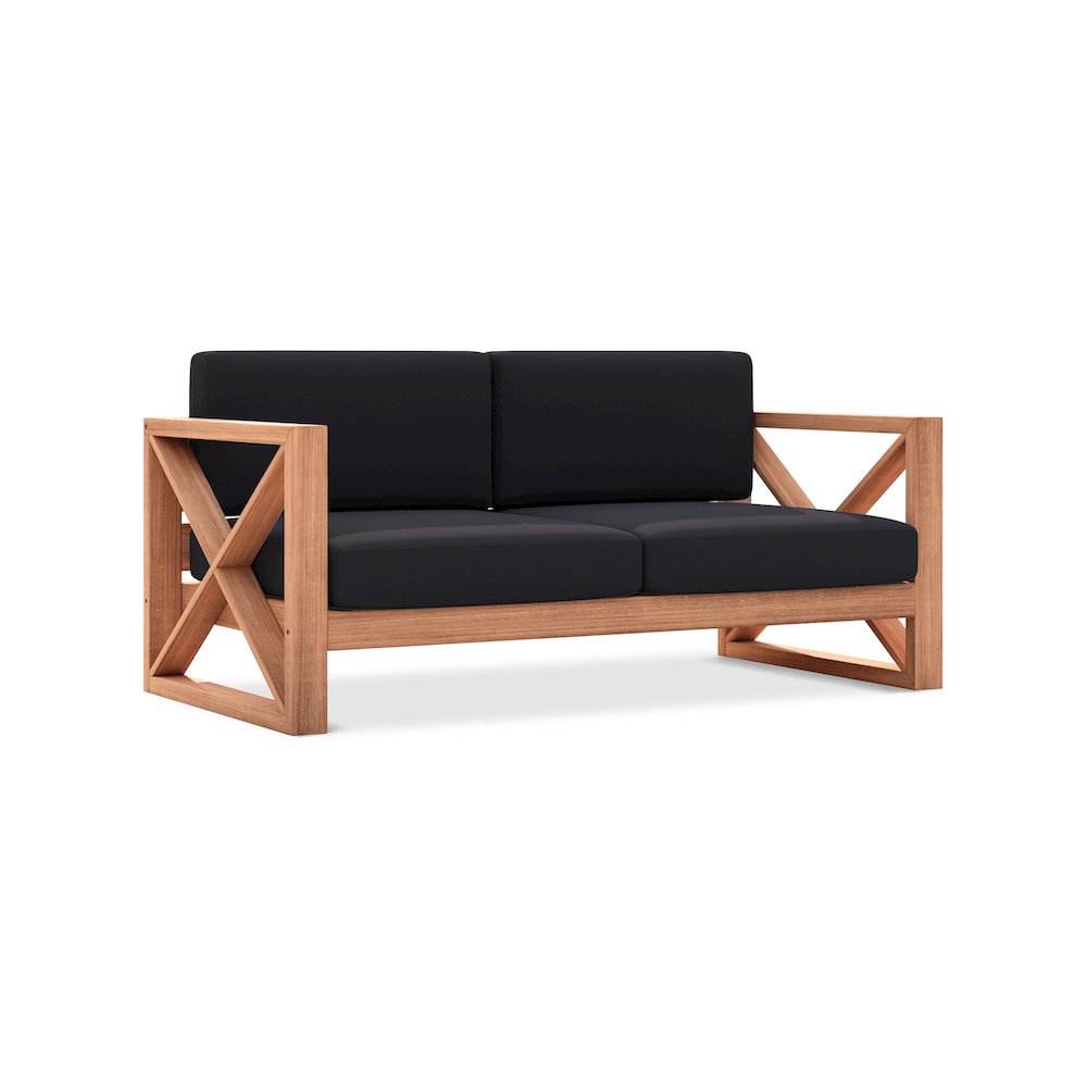 Anguilla Black Water Resistant Fabric Outdoor Loveseat