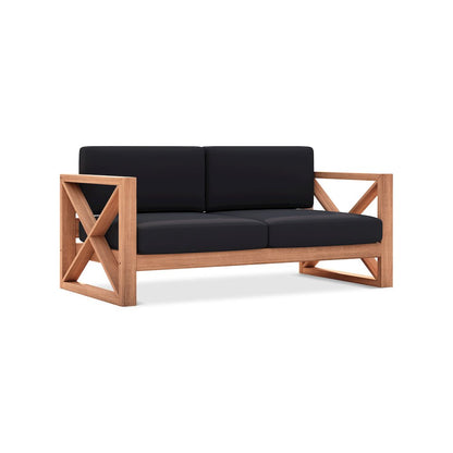 Anguilla Black Water Resistant Fabric Outdoor Loveseat