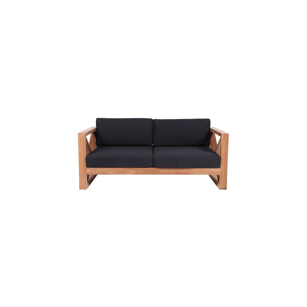 Anguilla Black Water Resistant Fabric Outdoor Loveseat