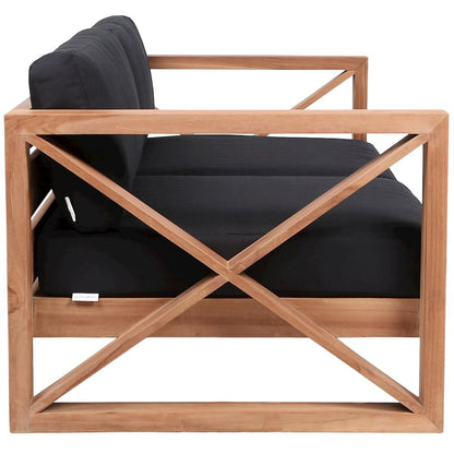Anguilla Black Water Resistant Fabric Outdoor Loveseat
