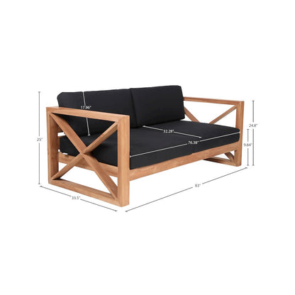 Anguilla Black Water Resistant Fabric Outdoor Sofa